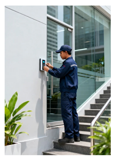 Instalasi access control pintu gedung di Jakarta Timur