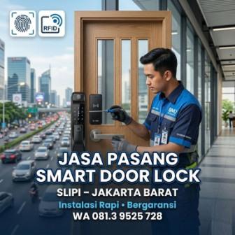 Jasa pasang smart door lock Slipi Jakarta Barat untuk rumah apartemen kantor oleh BMU Interlock