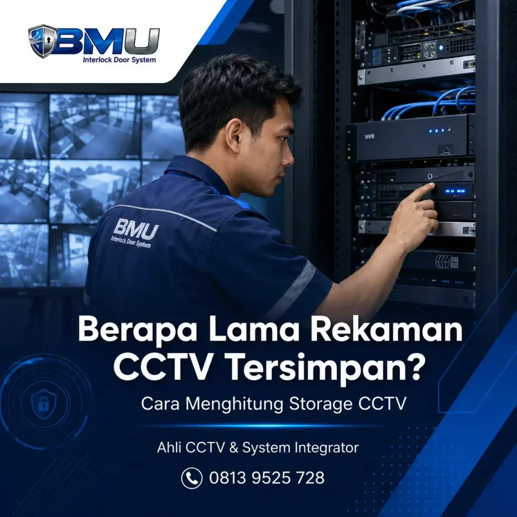Teknisi BMU Interlock mengecek NVR dan storage untuk menghitung lama penyimpanan rekaman CCTV
